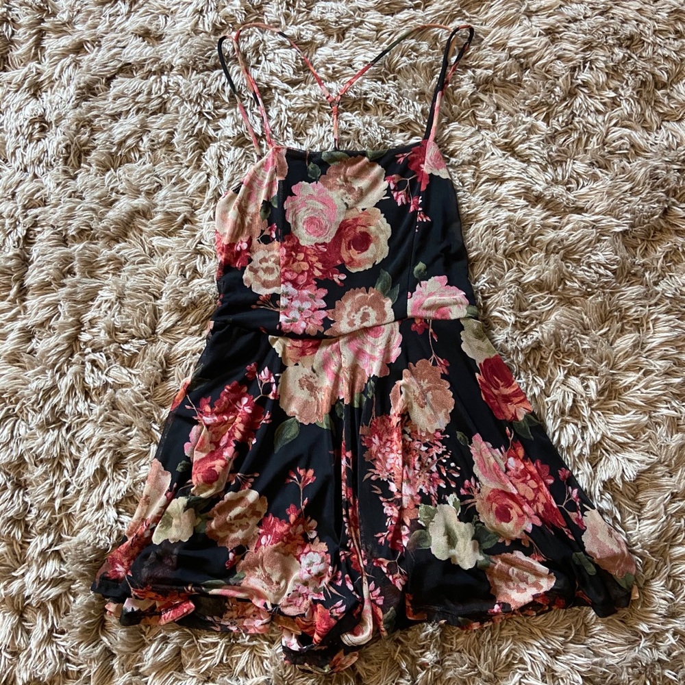 Urban outfitters straight line floral romper